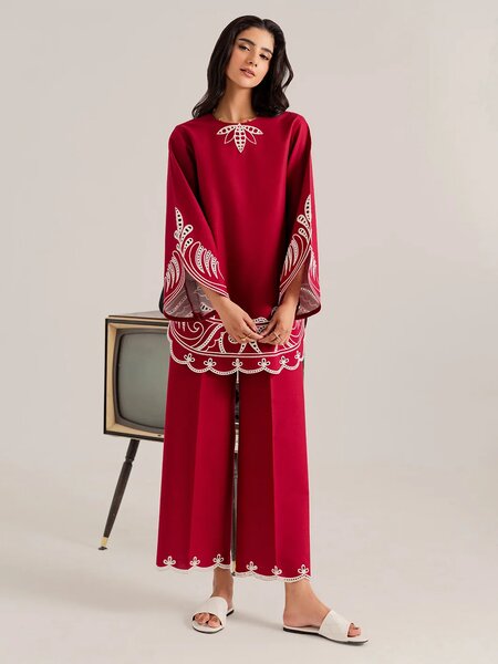 SYLANE - 2Pc Embroidered Co-ords Set