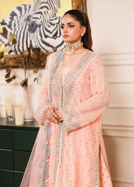 La Elise Women Unstitched Embroidered Chiffon 3 Piece Suit 0001004 Zuri - Wedding Collection