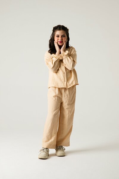 Soft Beige Frilly Co-ord Set