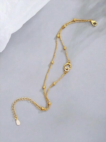 Shein - 1Pc Luxury Elegant Double-Layer Circular Clasp Bracelet