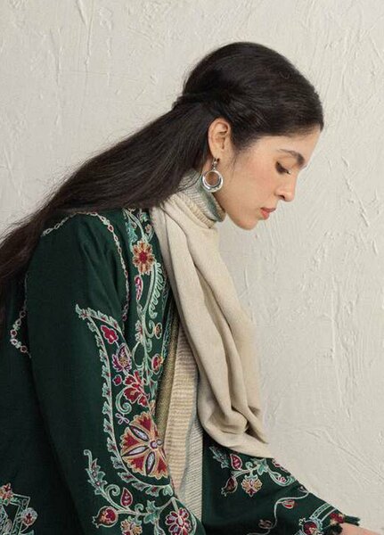 Coco by Zara Shahjahan Unstitched Khaddar 3 Piece Suit CZS26UKW OCHRE 2B - Winter Collection