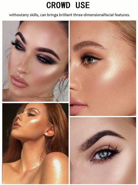 Shein - Diamond Shaped Powder Highlighter, 1Pc Long-Wearing Brightening Highlighter Contour Makeup Palette Brighten Natural Contouring - Champagne