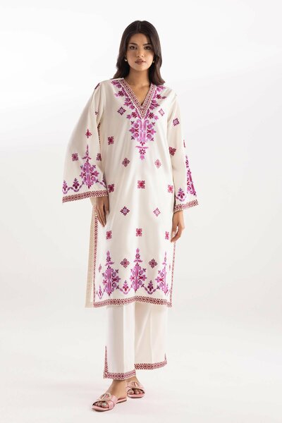 Stitched Lawn Embroidered Shirt + Culotte