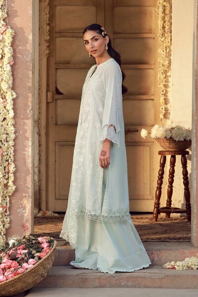 Sahar Unstitched Chikankari Lawn Mist Of Marrakech 3 Piece Suit CK-26-V2-03 - Summer Collection