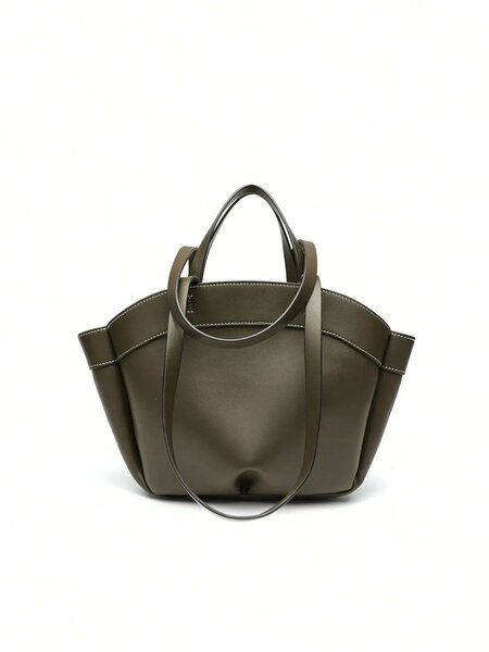 Shein - Autumn New PU Leather Tote Bag, Fashionable Large Capacity