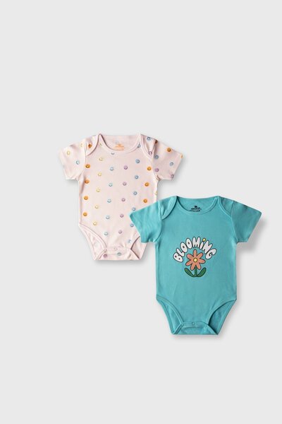 Girls Happy Blossom Bodysuit Set - (Pack of 2)