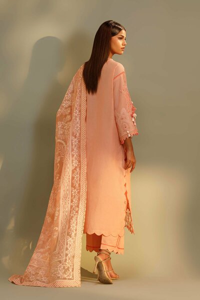 Unstitched Embroidered 3 Piece Muzlin Suit