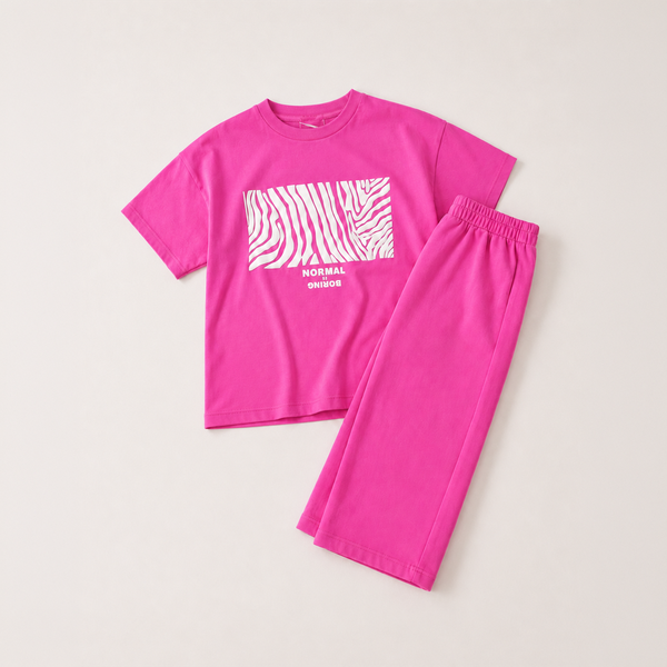 Hot Pink Graphic Jersey Co-ord Set
