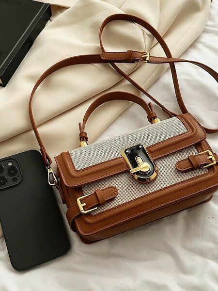 Shein - Fashionable Minimalist Casual Small Square Bag, Buckle Decor