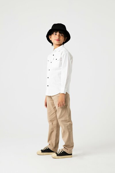 Boys Solid White Cotton Shirt