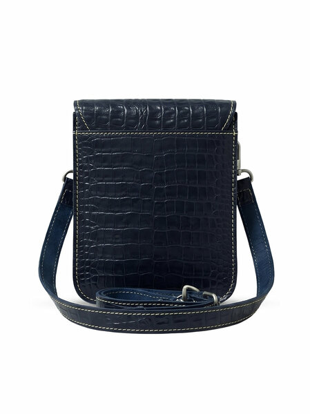 Leather Cross Body Bag Crocodile Black