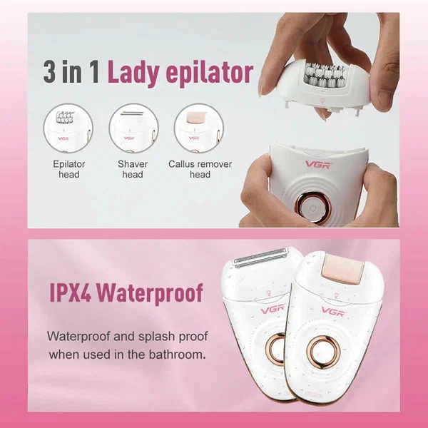 VGR - 739 Epilator for Women with 18-Tweezer Full-Body Hair Removal