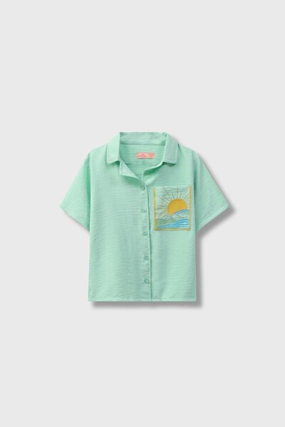 Cool Mint Muslin Embroidered Top