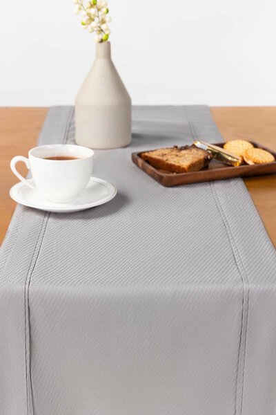 Grey Cube Dobby Table Runner