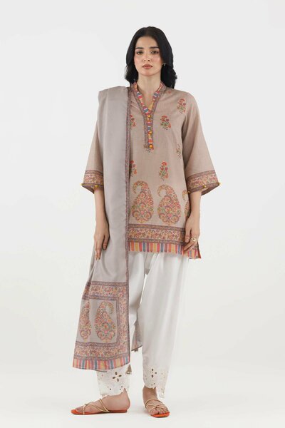 Stitched Printed Fancy Dobby Shirt+ Dupatta