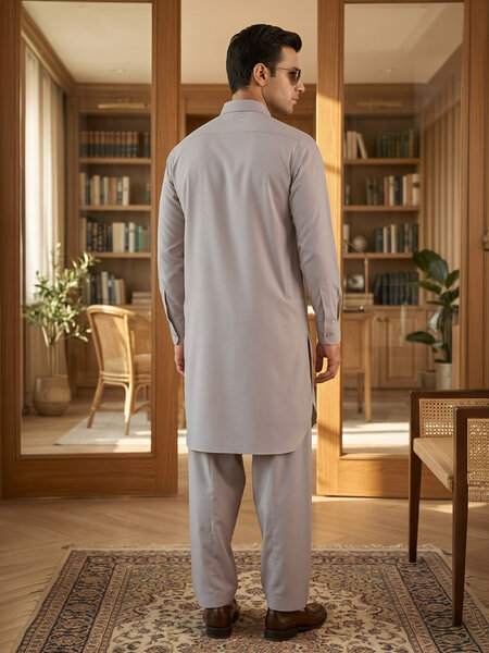 Grey Designer Shalwar Kameez (SK-739)