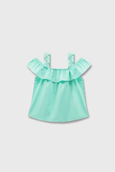 Solid Sea Green Ruffle Top