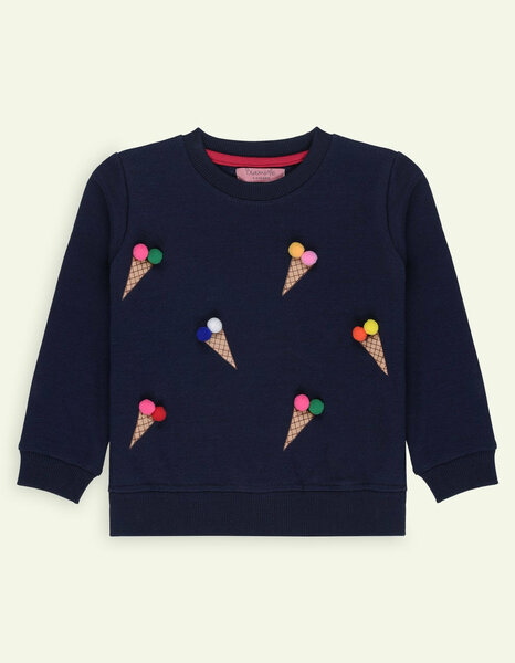 Ixample Kids Pret 2 Piece Hand work Set Navy Waffle Sweatshirt And Trouser - Winter Collection