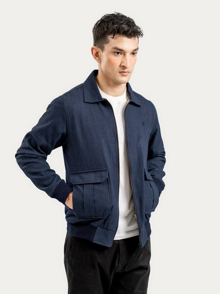 Brumano Mens RTW Solids Cotton 1 Piece Navy Blue With Cargo Pocket Winter Collection