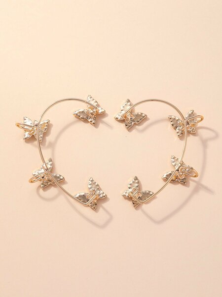 Shein - 2pcs Rhinestone Butterfly Decor Ear Wrap