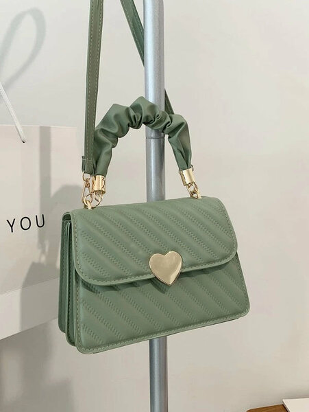 Shein - Square Bag. Push-Button Heart Embellishment