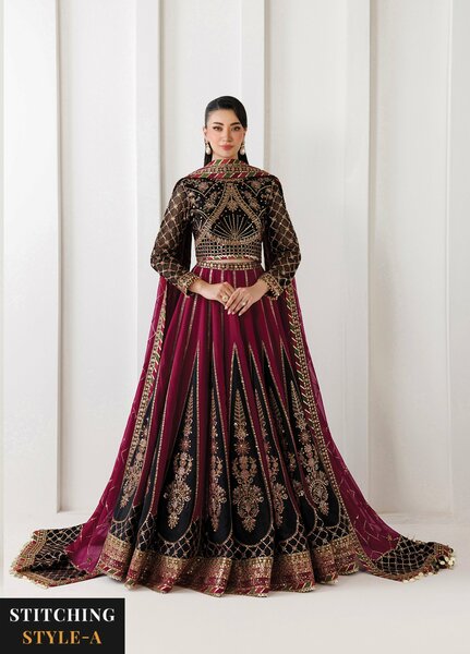 La Ruhe By Alizeh Fashion Unstitched Embroidered Chiffon 3 Piece Suit AF26URW AF-CH-2265-NEVRA - Wedding Collection