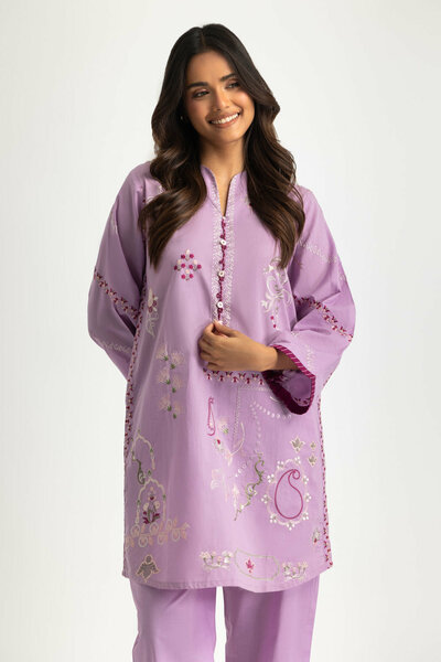 Cotton Viscose Slub Embroidered Co-Ord Set