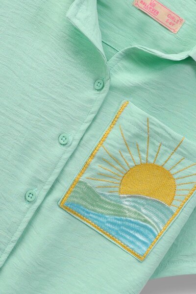Cool Mint Muslin Embroidered Top