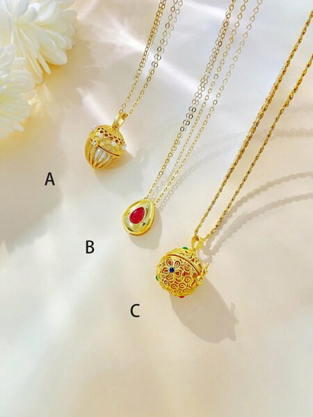 Shein Exclusive - One Beautiful Hollow Out Teardrop Ruby Vintage Party Accessory Pearl S925 Sterling Silver Necklace For Women
