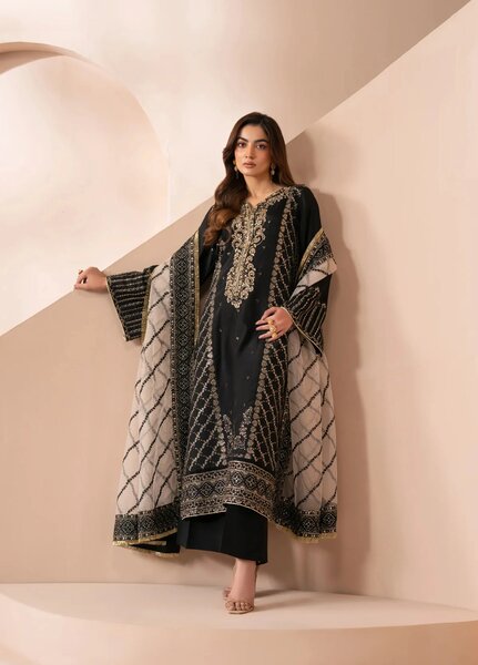 Zaeva by Xenia Formals Unstitched Embroidered Raw Silk 3 Piece Suit XE26UZF D-06-AYANEH - Festive Collection