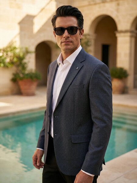 Charcoal Plain Men’s Blazer (BMF-120)