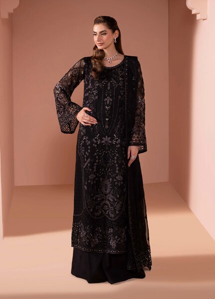 Murawwat by Lavish Premium Unstitched Luxury Chiffon Embroidered 3 peice LV25MC M-02 Midnight Luxe - Formals Collection