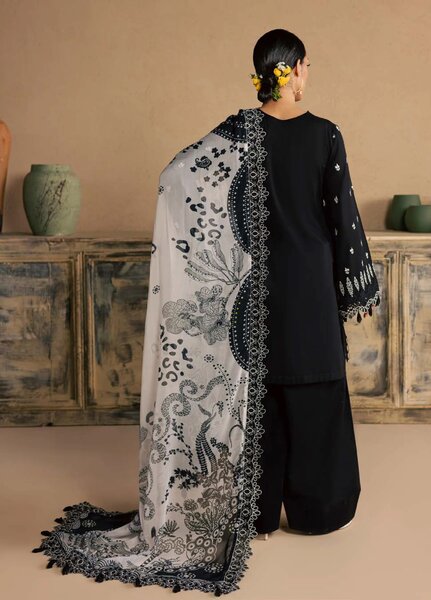 Koyal Monochrome by Nureh Unstitched Embroidered Lawn 3 Piece Suit NU26UKM NE-264 - Casual Collection