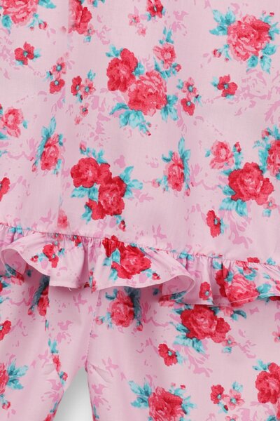 Girls Floral Pom-Pom Dress Set