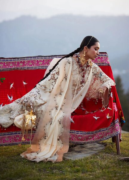 Kashmee Legacy by Elan Unstitched Embroidered Lawn 3 Piece Suit EL26ULKL Brumine EL26-02B - Festive Collection