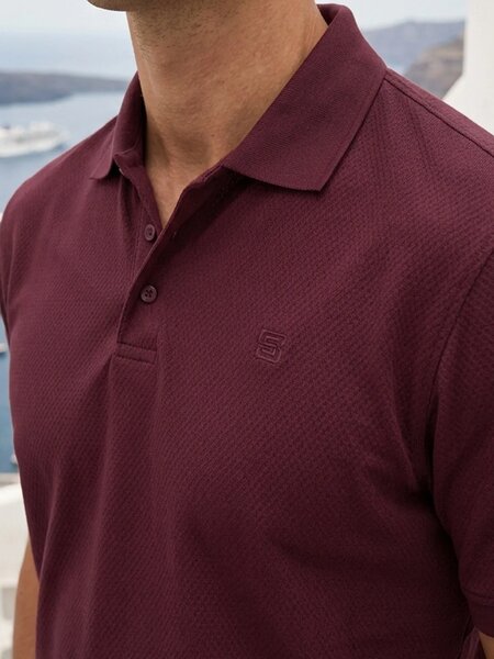 Maroon Textured Popcorn Polo T-Shirt (POLO-1239)