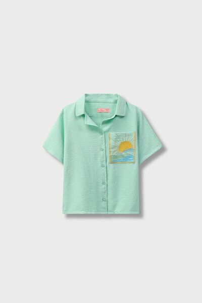 Cool Mint Muslin Embroidered Top