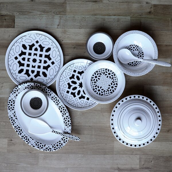 Dinner Set Geometric Black