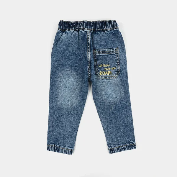 Infant Boys Denim Stretch Pants (Happy) - Mid Blue