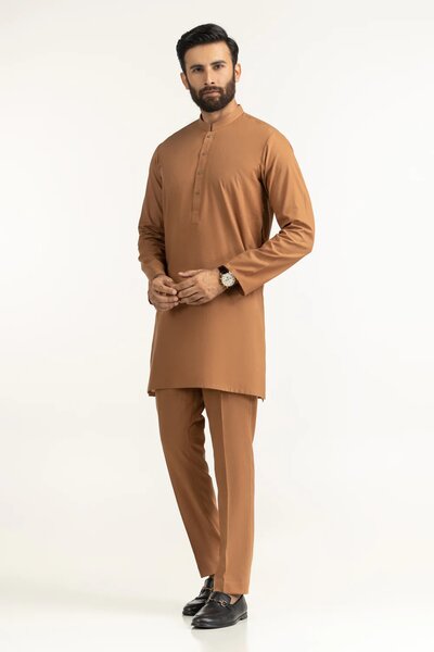 Short Length Kameez with Slim Straight Trouser Suit