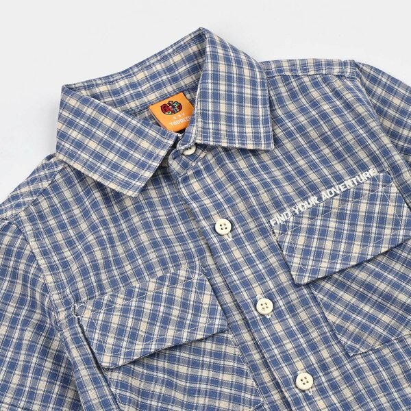 Boys Cotton Casual Shirt H/S Find Your Adventure-BLUE