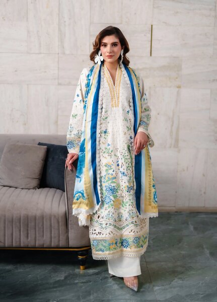 Symphony by Neeshay Unstitched Embroidered Luxury Lawn 3 Piece Suit NSH26US D-7 Reve - Summer Collection