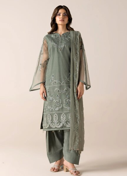 Aura by Zebtan RTW Embroidered Organza 3 Piece Suit ZB26UAL A-04 - Festive Collection