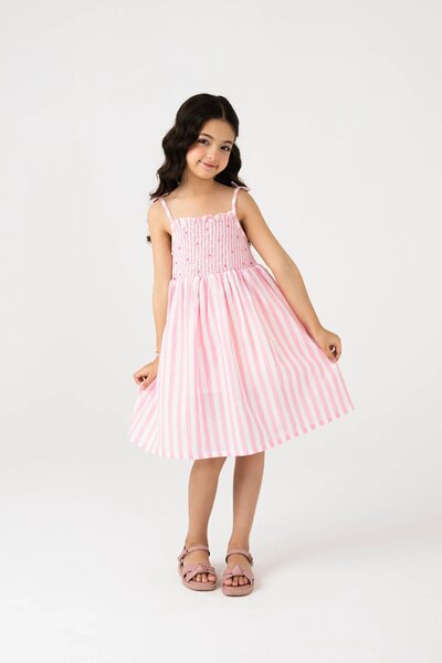 Blush Stripe Blossom Dress