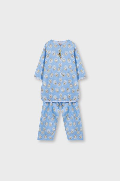 Sky Blossom Cotton Kurta Shalwar - 2pc