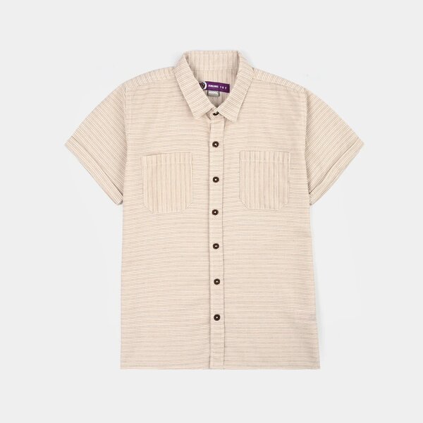 Boys Cotton Casual Shirt H/S Double Fold-Striper