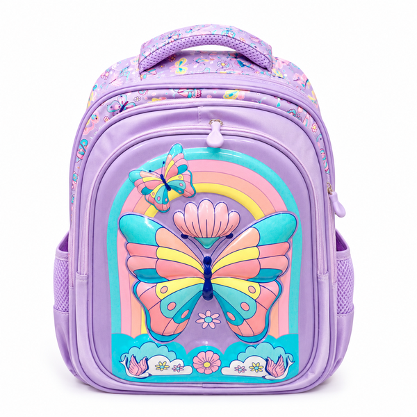 Butterfly Rainbow Kids School Backpack – Purple