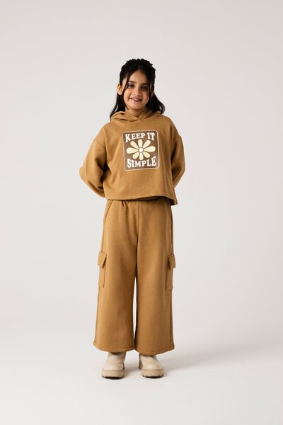 Girls Beige Bloom Fleece Co-ord Set