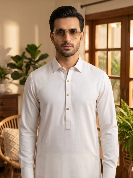 Off White Designer Shalwar Kameez (SK-738)