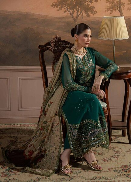 Amaya by Nureh Unstitched Embroidered Chiffon 4 Piece Suit NU26UAC AM-44 - Festive Collection